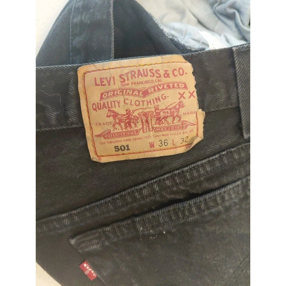 Levi’s 505 Orange Tab Black Denim Jeans 90’s Men’s 36x30 Made in USA Zip Fly